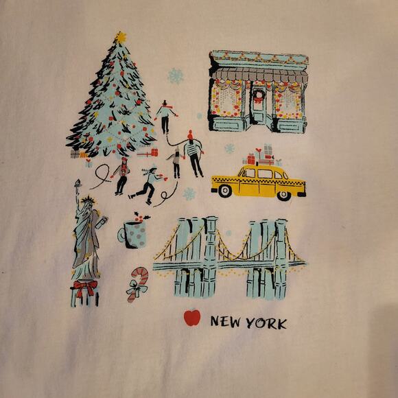 J Crew Factory Collector Tee Christmas New York City Short Sleeve T-Shirt, Sz XL - Picture 3 of 7